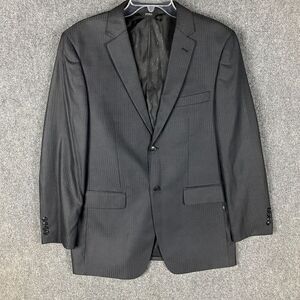 Angelo Rossi Blazer Suit Men's 40R Gray Striped‎ Polyester Blend Adults